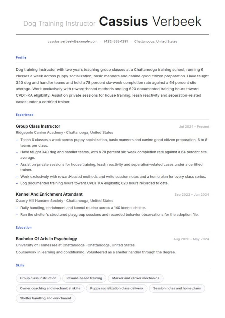Dog Trainer Resume Examples & Templates