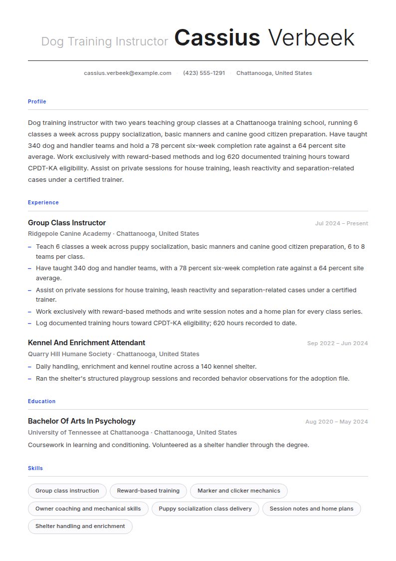 Dog Trainer Resume Examples & Templates