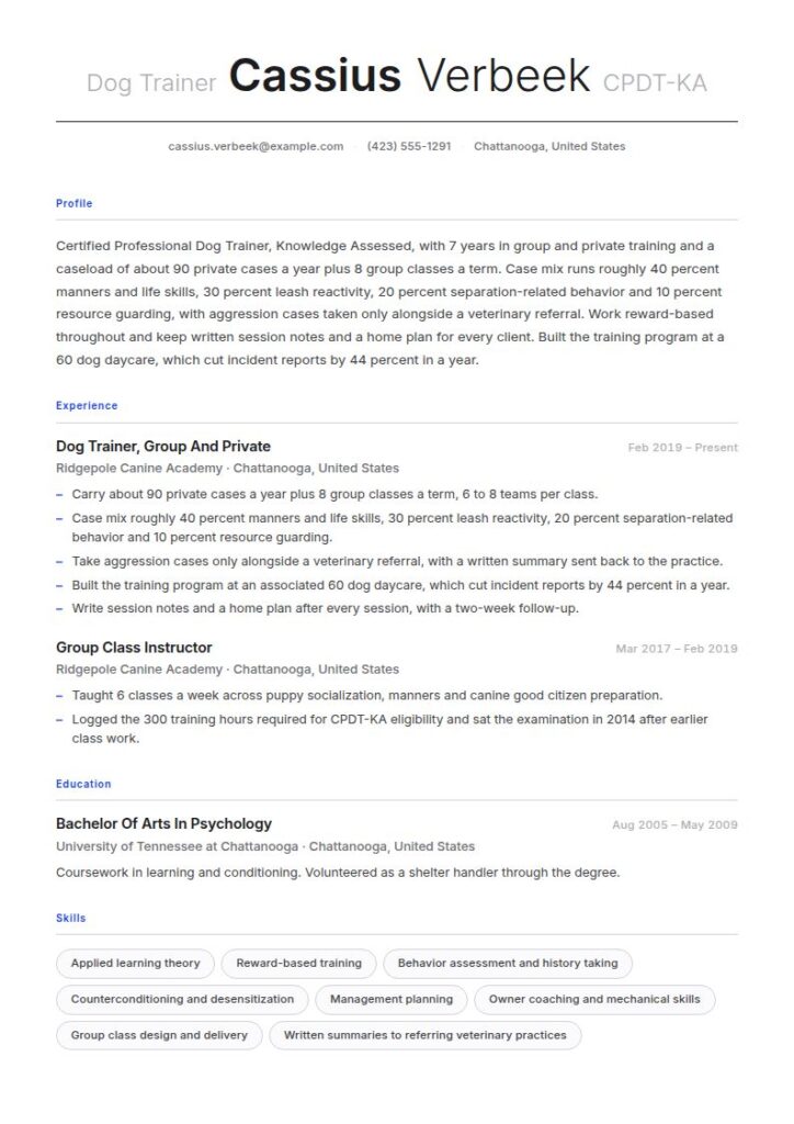 Dog Trainer Resume Examples & Templates