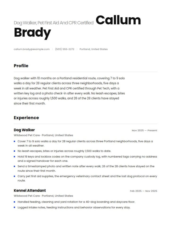 Dog Walker Resume Examples & Templates