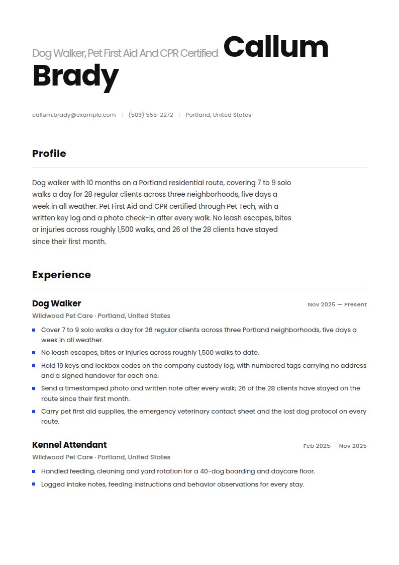 Dog Walker Resume Examples & Templates