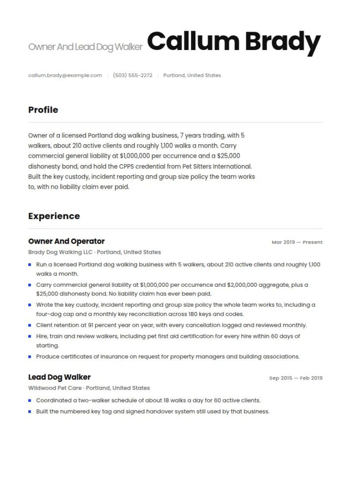 Dog Walker Resume Examples & Templates