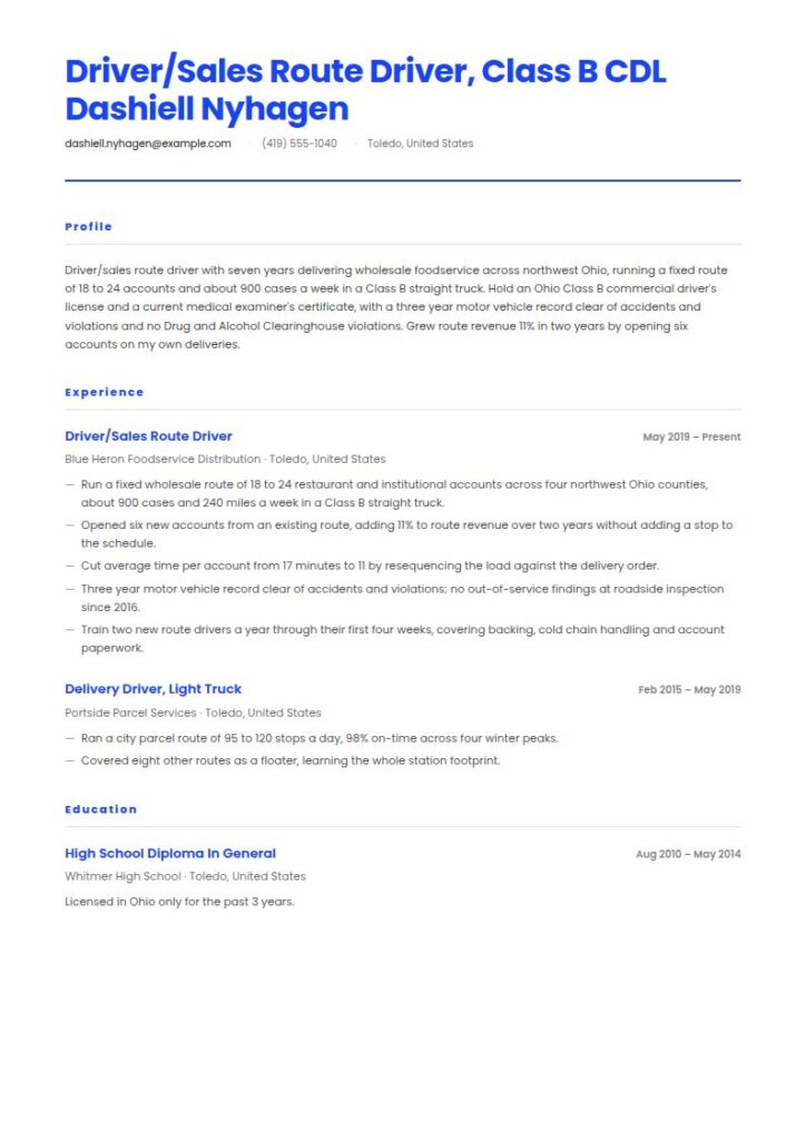 Driver Resume Examples & Templates