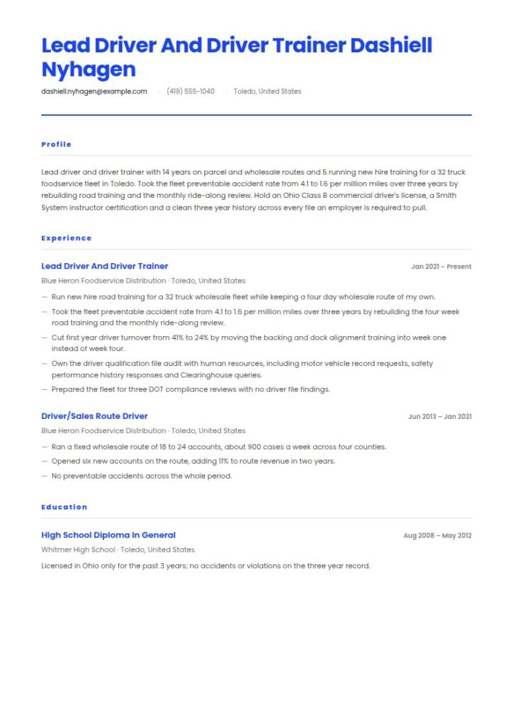 Driver Resume Examples & Templates