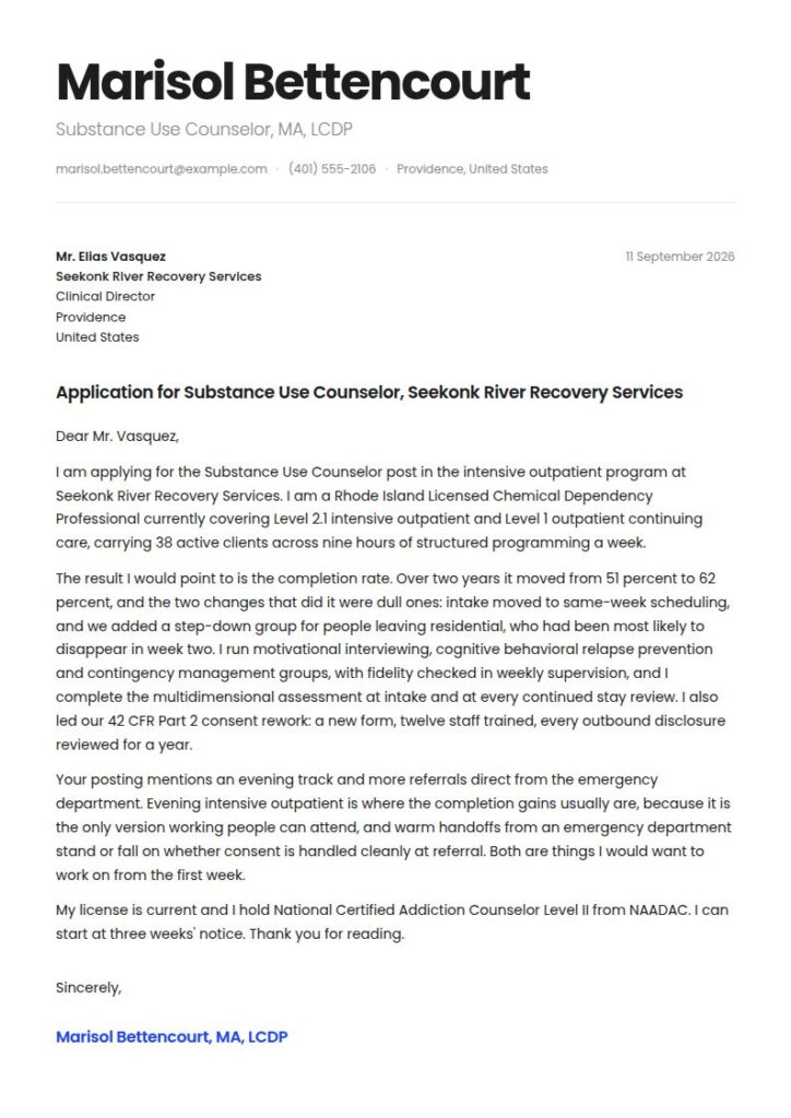 Drug and Alcohol Counselor Cover Letter Examples & Templates