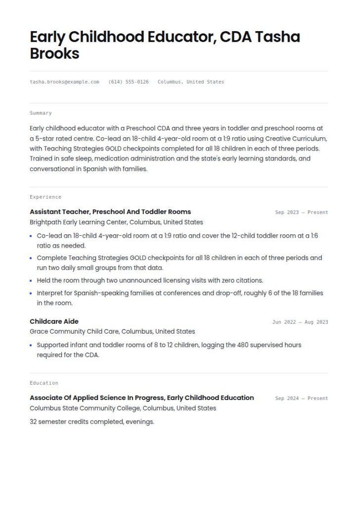Early Childhood Educator Resume Examples & Templates