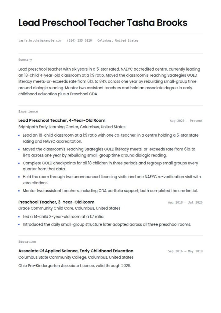 Early Childhood Educator Resume Examples & Templates