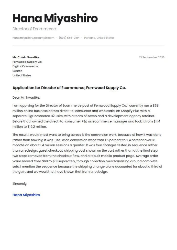 Ecommerce Cover Letter Examples & Templates