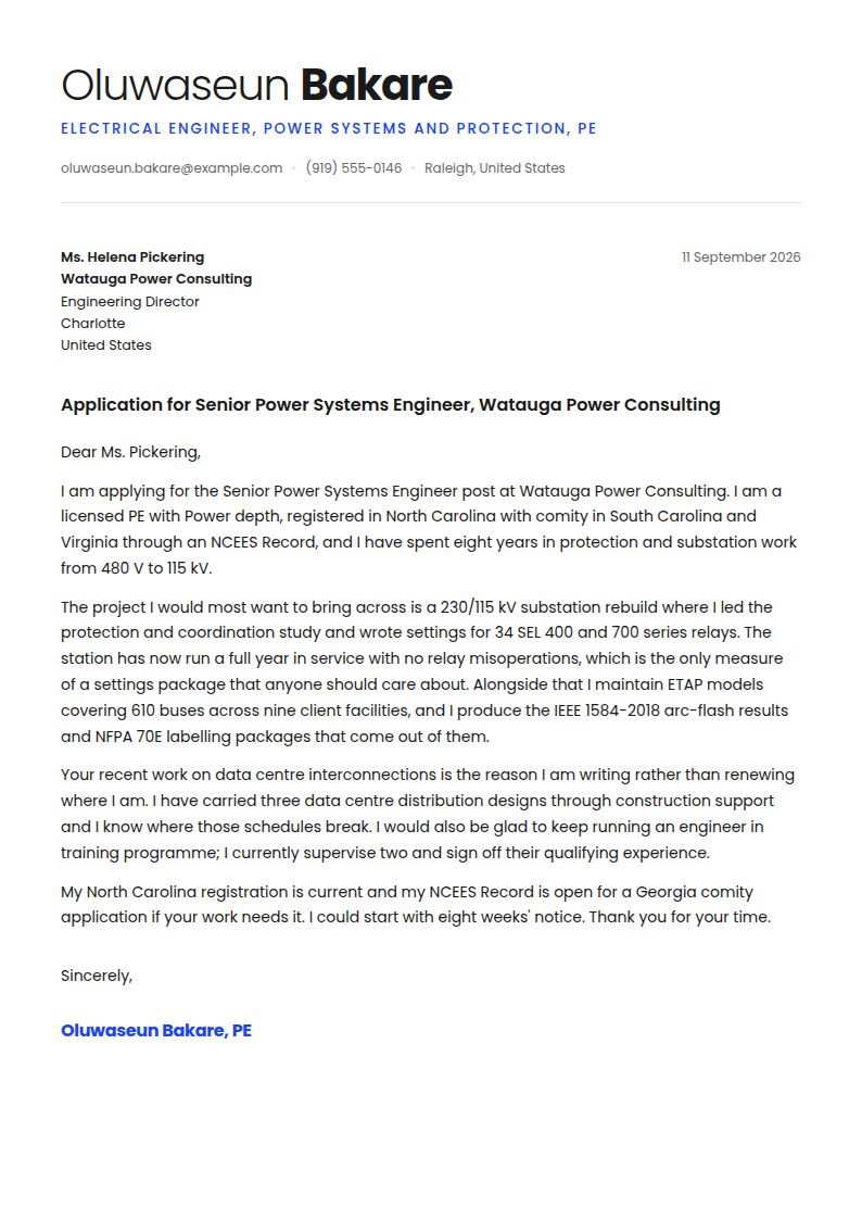 Electrical Engineer Cover Letter Examples & Templates