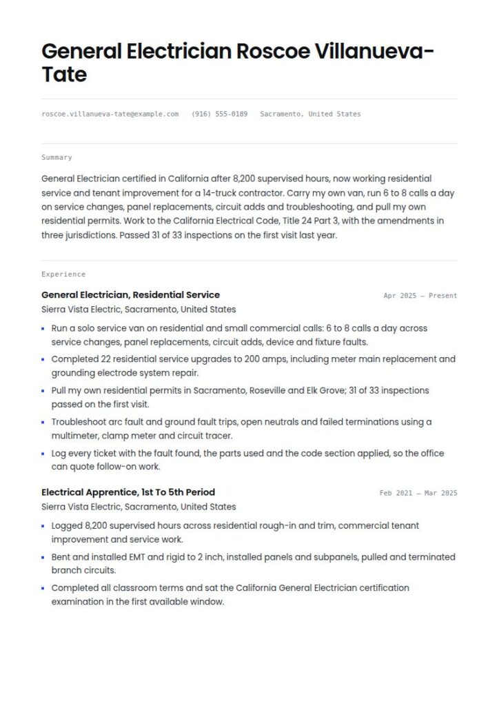 Electrician Resume Examples & Templates