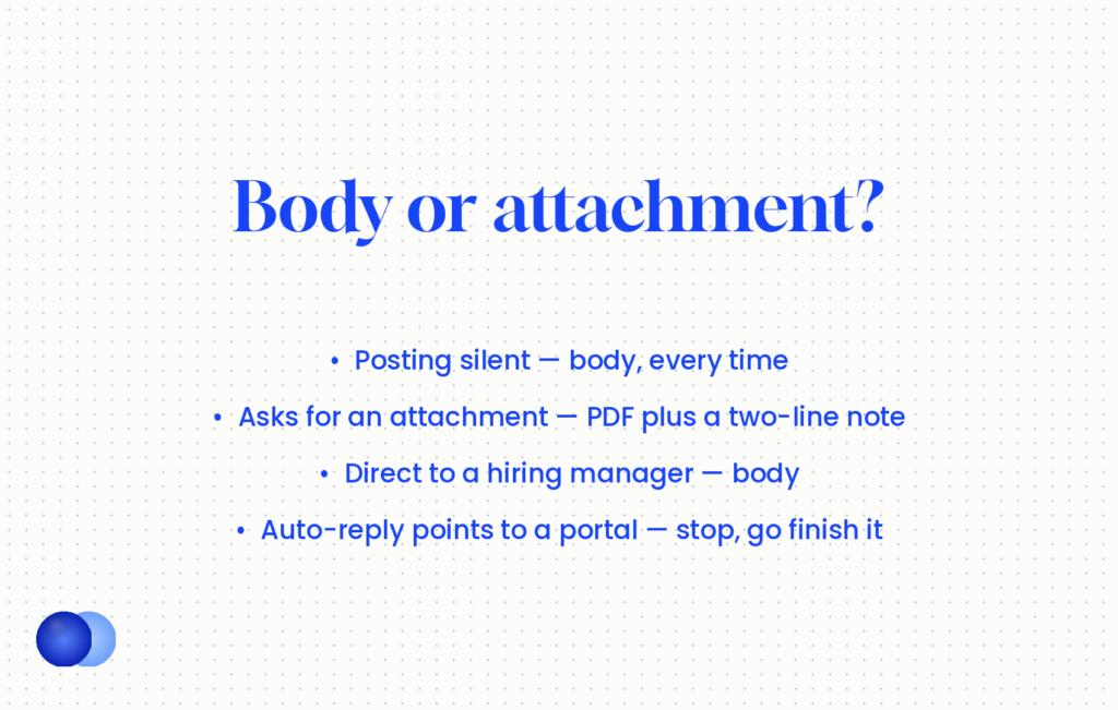 When to put an email cover letter in the body and when to attach it