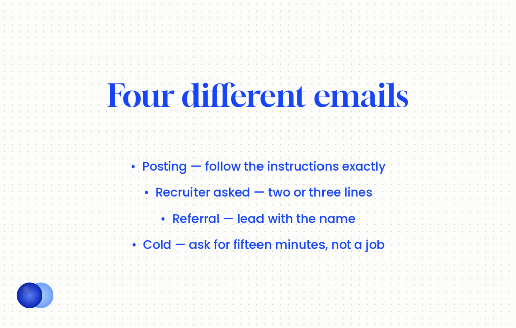 Four situations for an email to send a resume and how each one changes