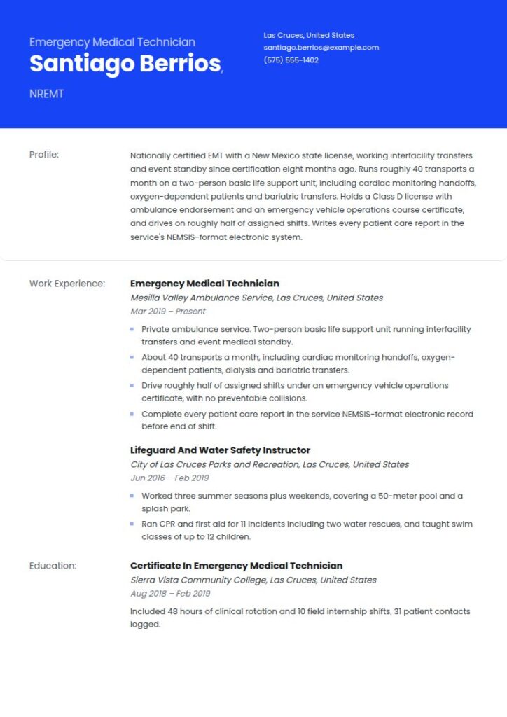 EMT Resume Examples & Templates