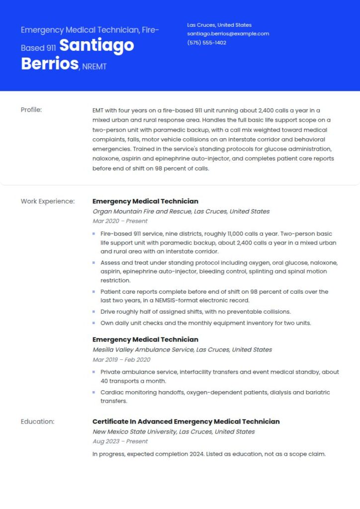 EMT Resume Examples & Templates