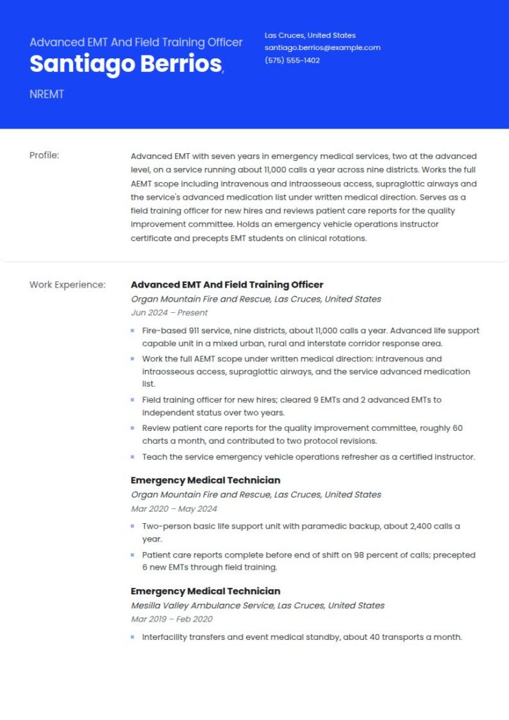 EMT Resume Examples & Templates
