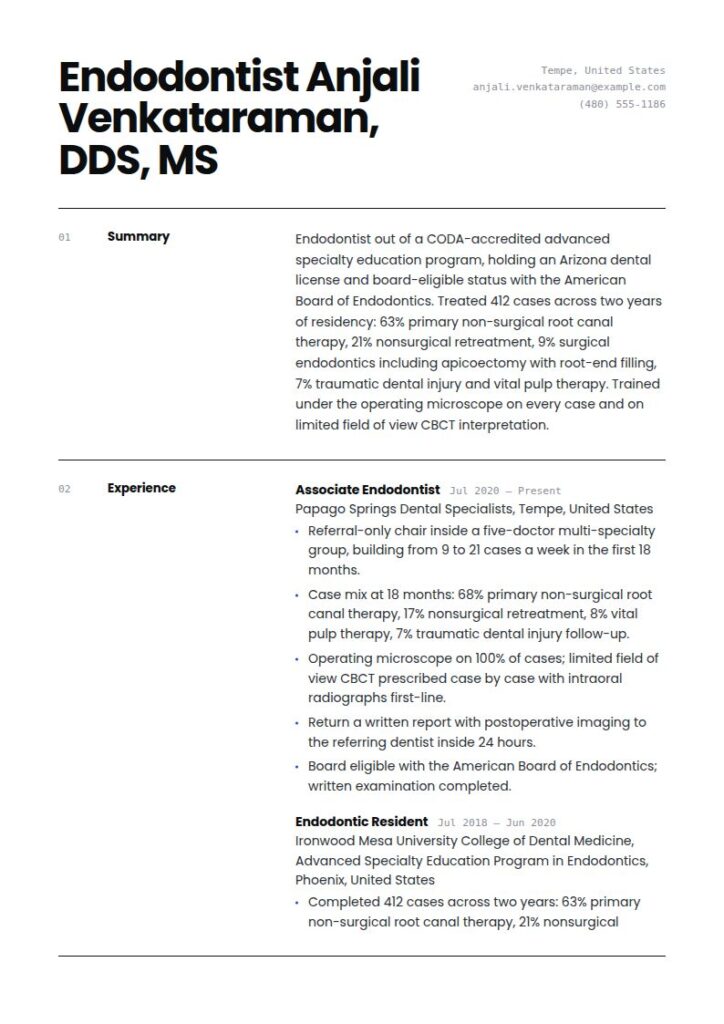 Endodontist Resume Examples & Templates