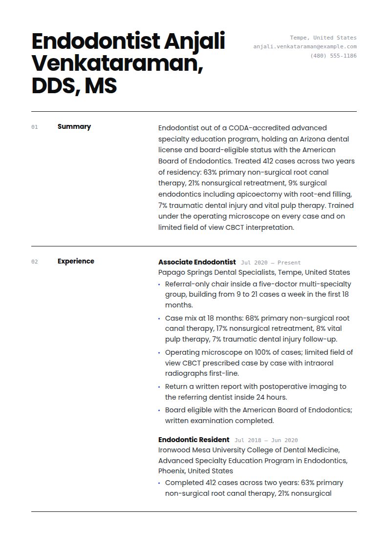 Endodontist Resume Examples & Templates