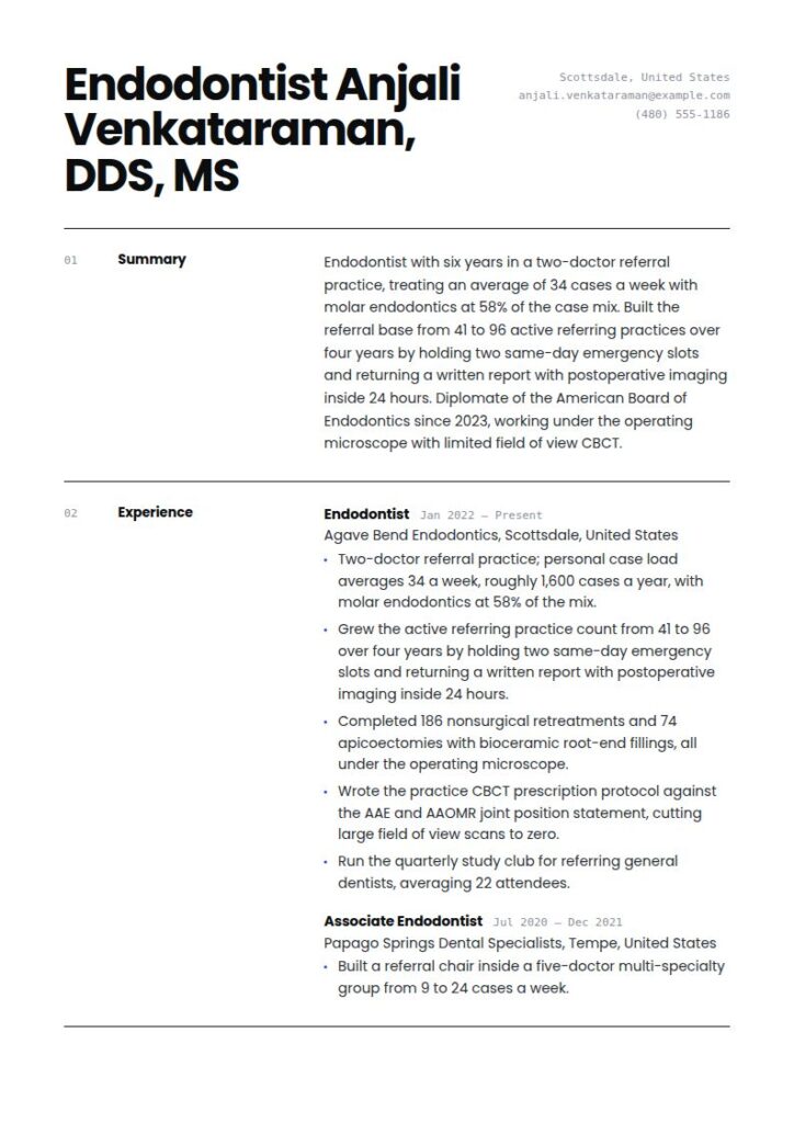 Endodontist Resume Examples & Templates