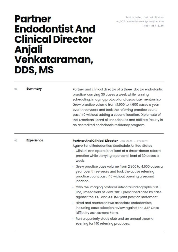 Endodontist Resume Examples & Templates