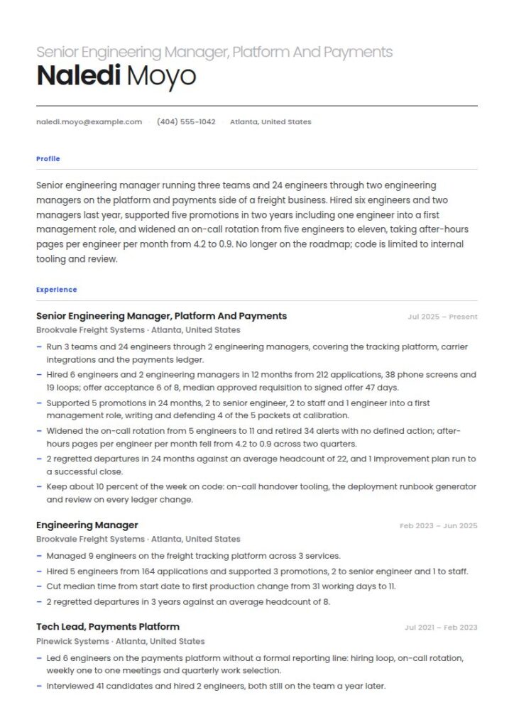 Engineering Manager Resume Examples & Templates