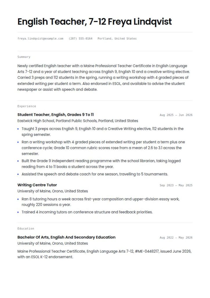 English Teacher Resume Examples & Templates