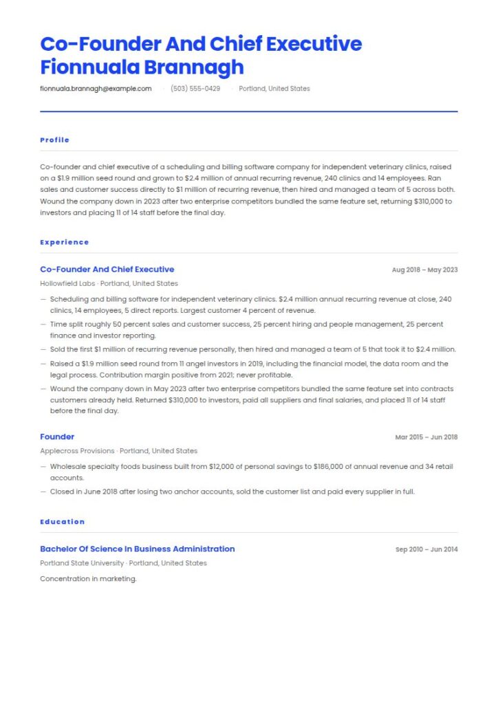 Entrepreneur Resume Examples & Templates