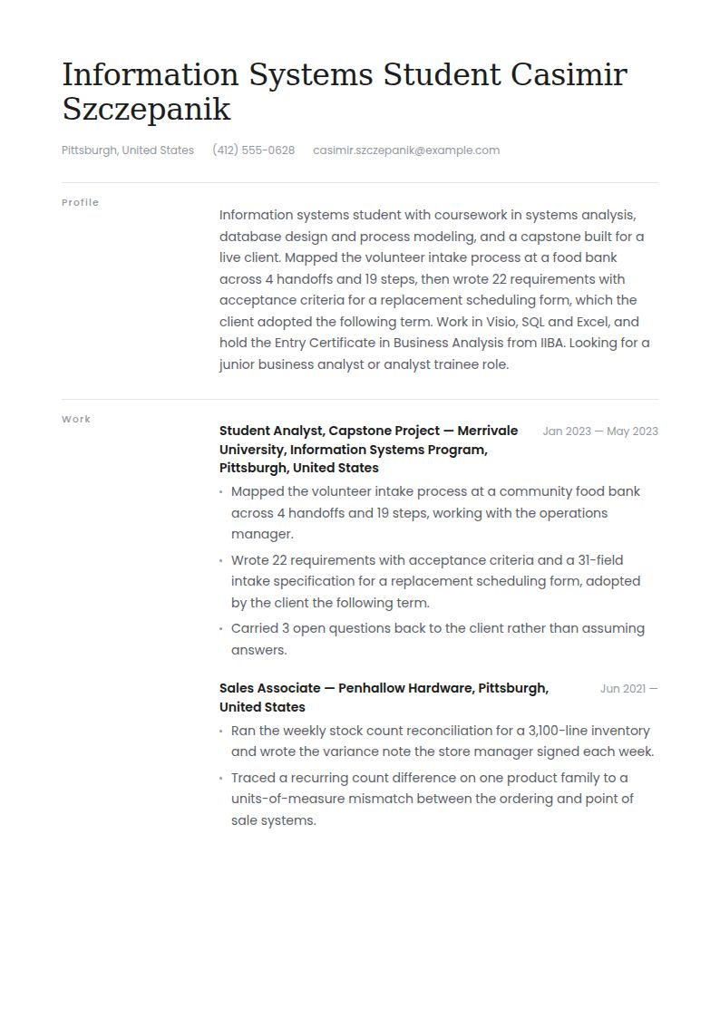 Entry Level Business Analyst Resume Examples & Templates