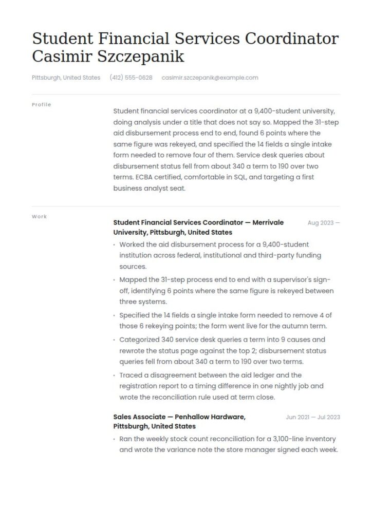 Entry Level Business Analyst Resume Examples & Templates