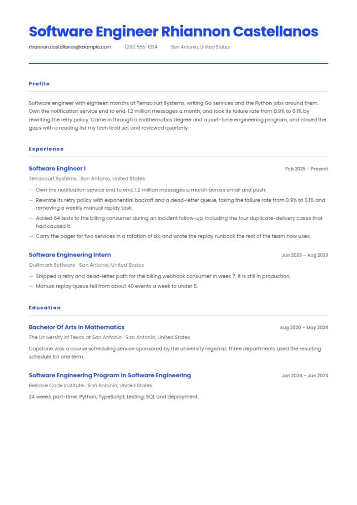 Entry-Level Software Engineer Resume Examples & Templates