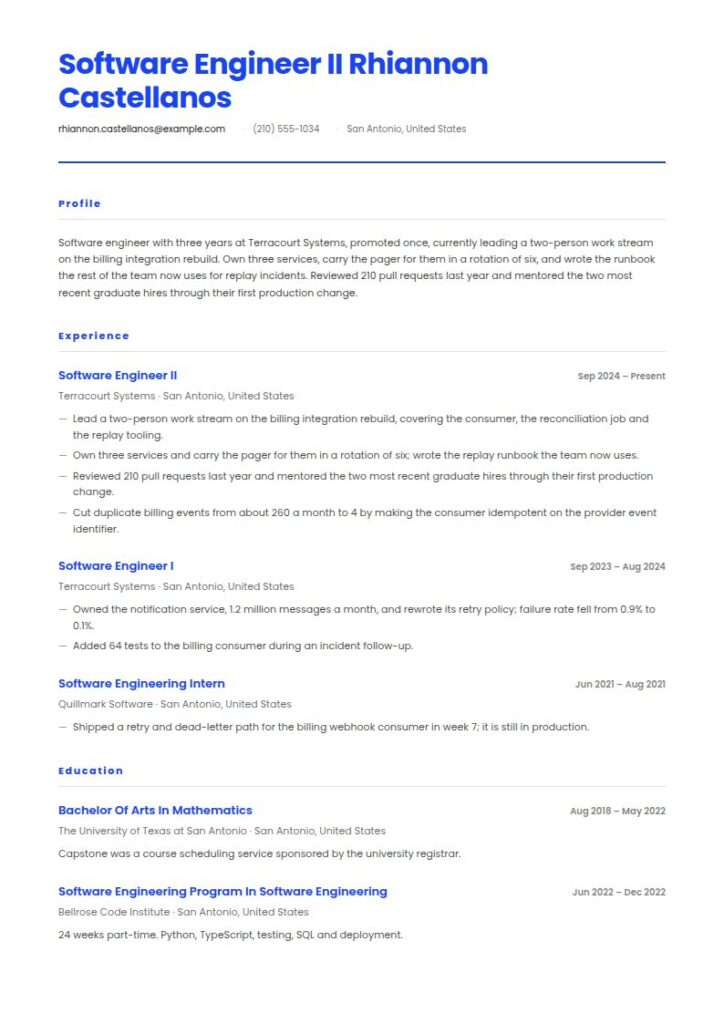 Entry-Level Software Engineer Resume Examples & Templates