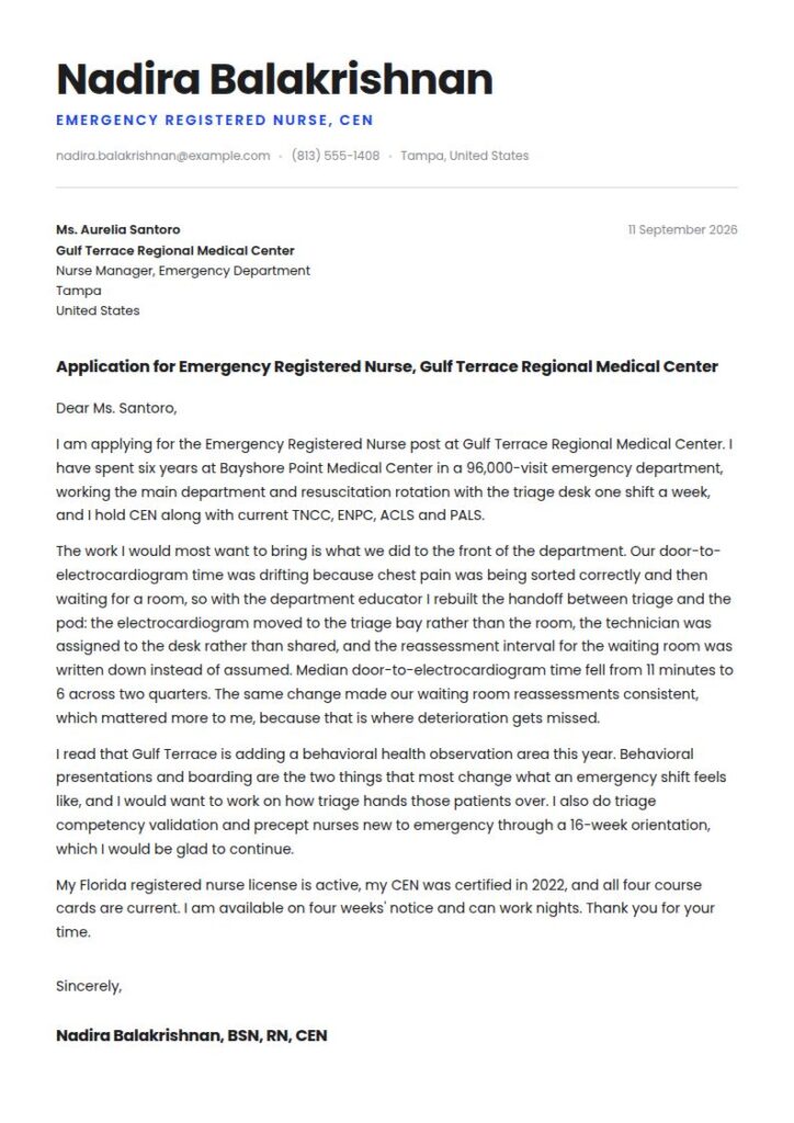 ER Nurse Cover Letter Examples & Templates