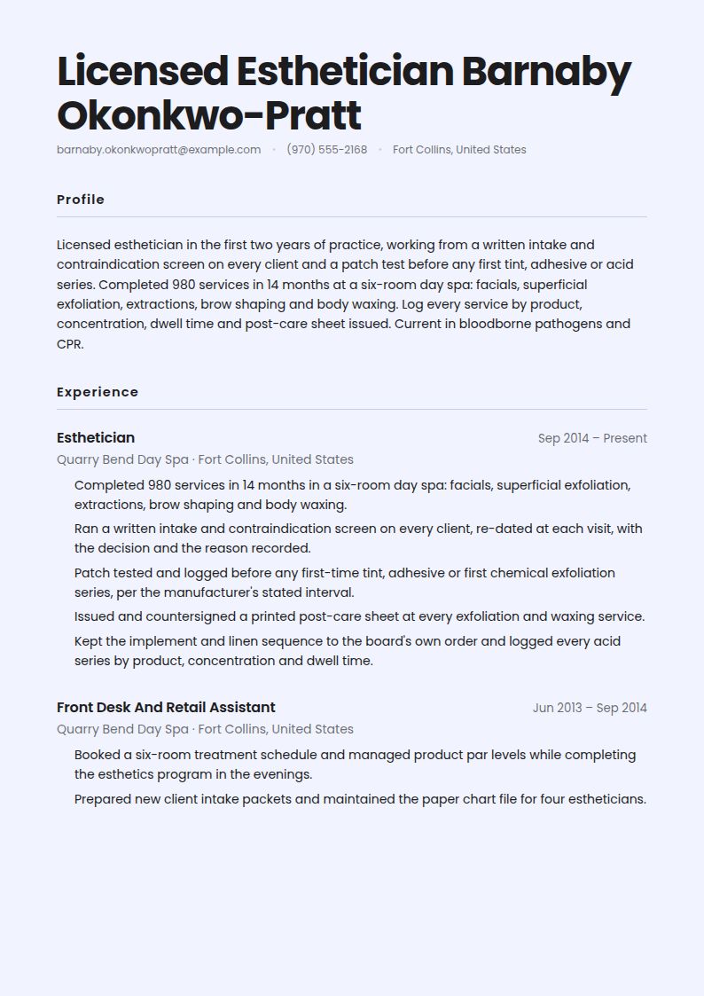 Esthetician Resume Examples & Templates