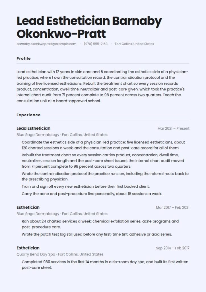 Esthetician Resume Examples & Templates