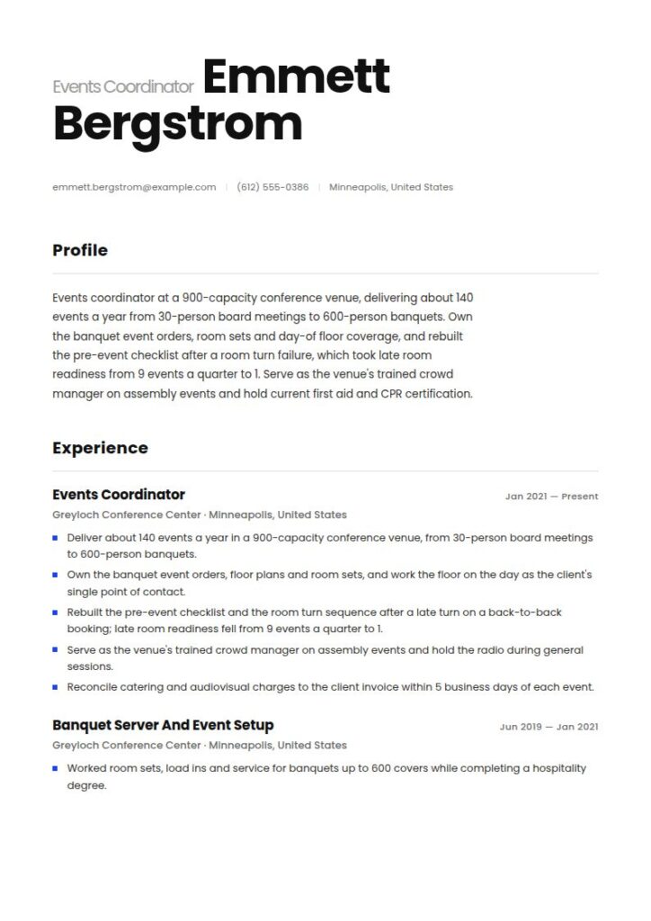 Event Coordinator Resume Examples & Templates
