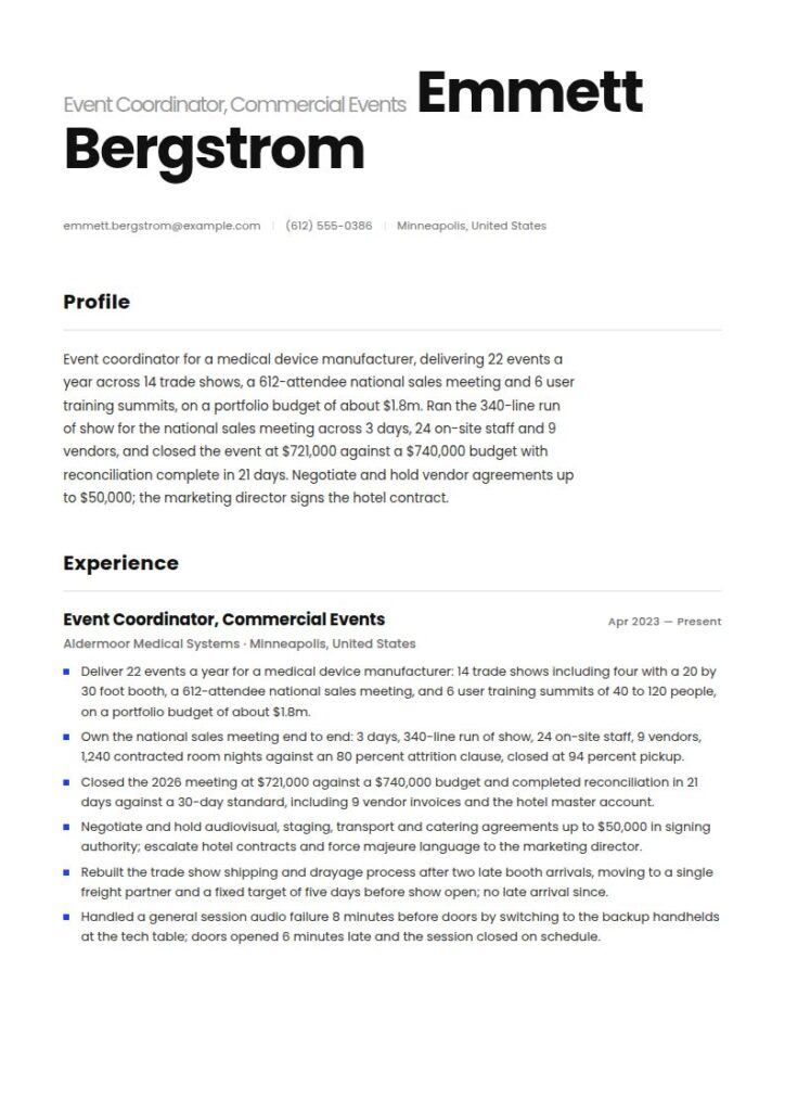 Event Coordinator Resume Examples & Templates