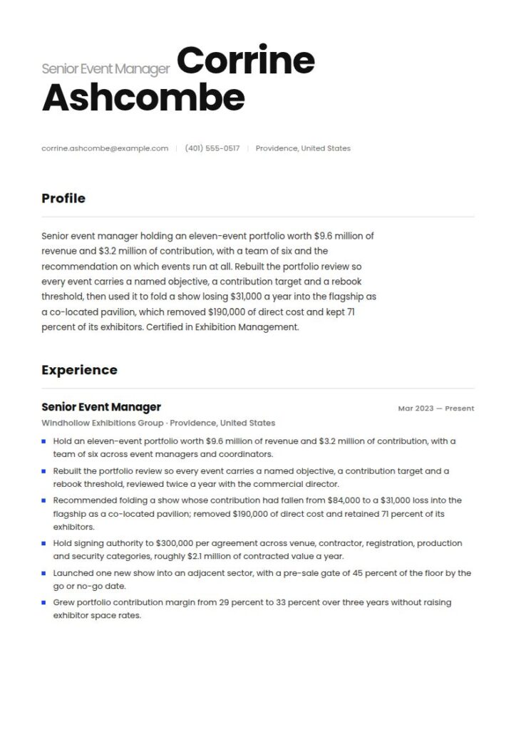 Event Manager Resume Examples & Templates