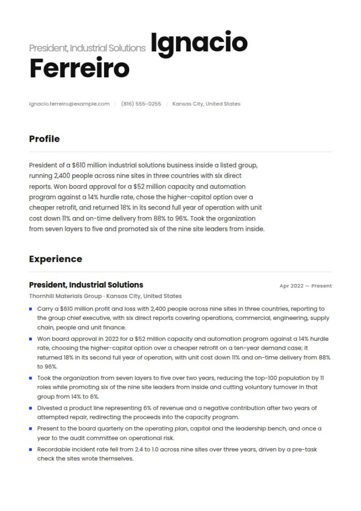 Executive Resume Examples & Templates
