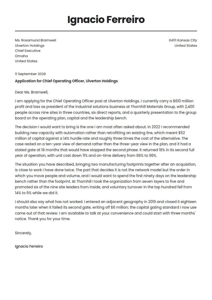 Executive Cover Letter Examples & Templates