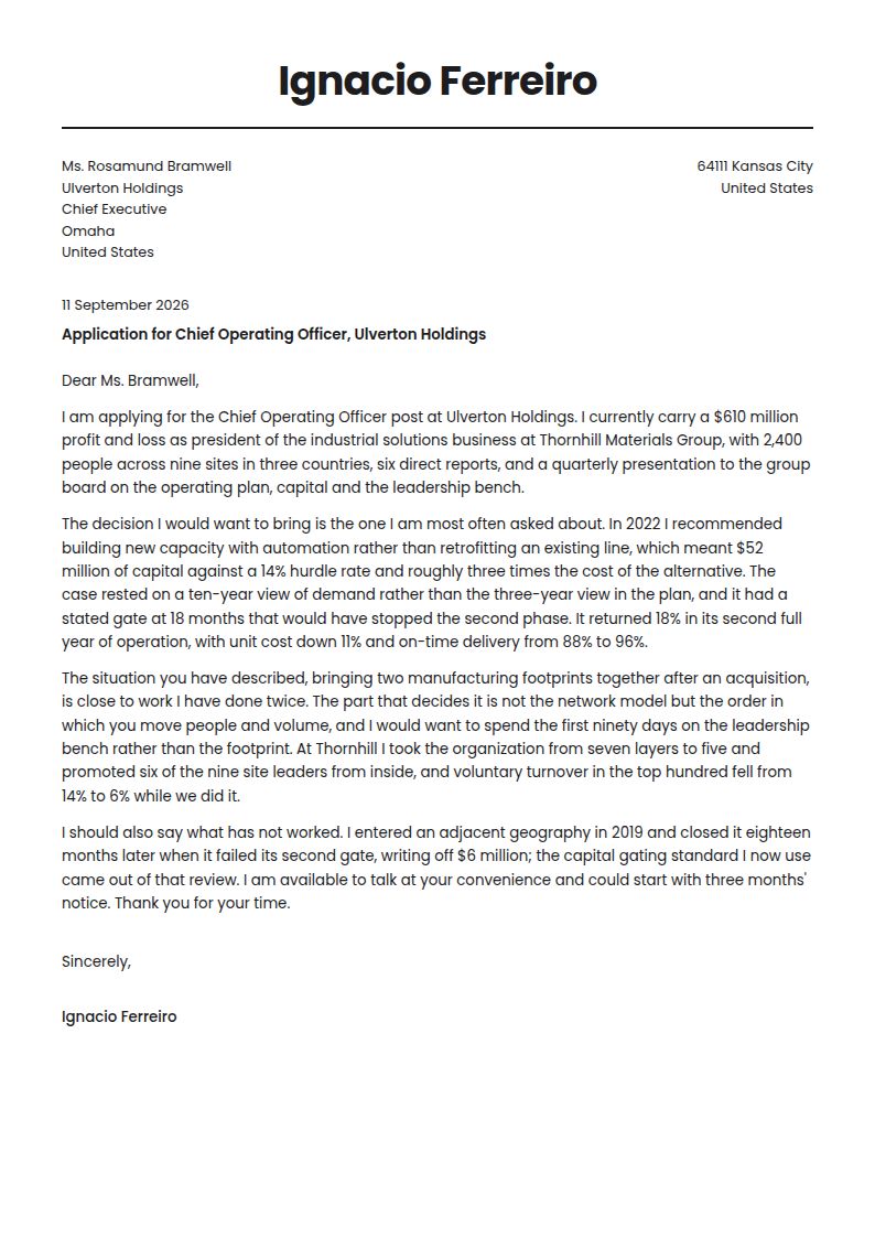 Executive Cover Letter Examples & Templates