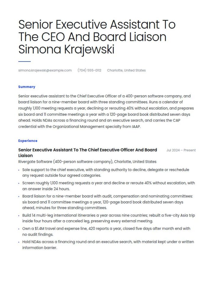 Executive Assistant Resume Examples & Templates