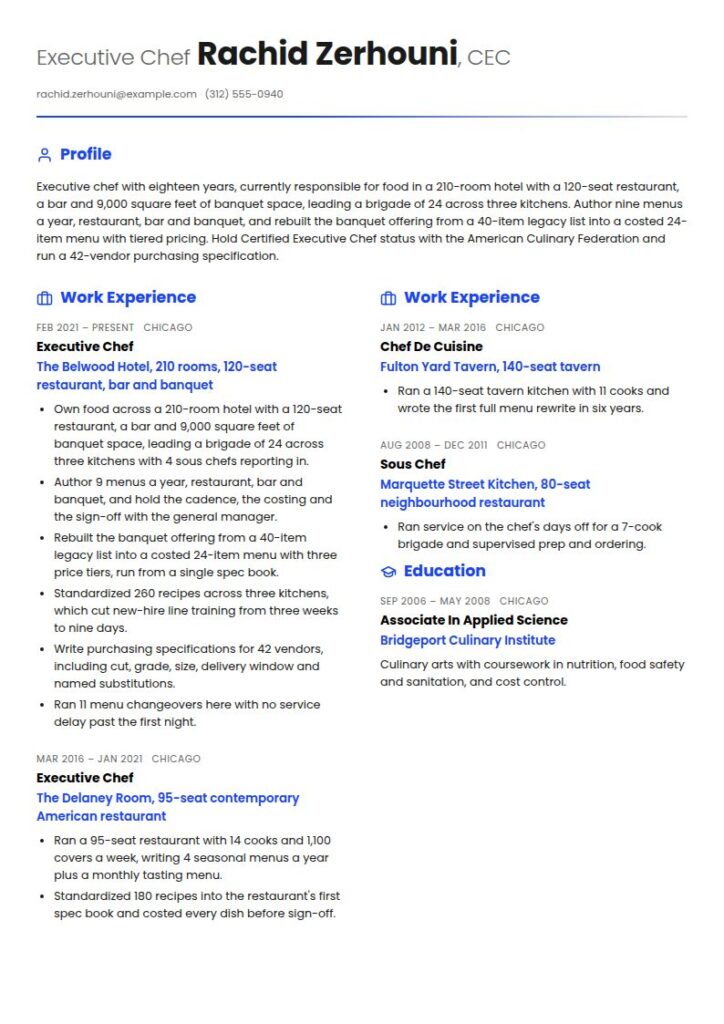 Executive Chef Resume Examples & Templates