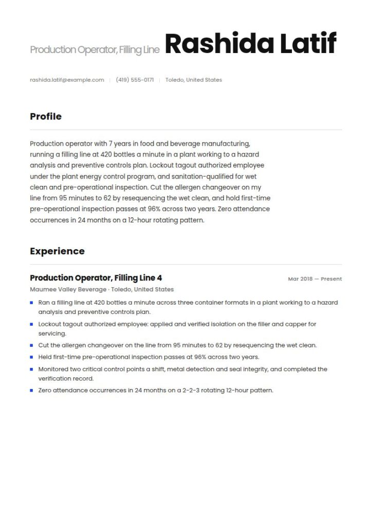 Factory Worker Resume Examples & Templates