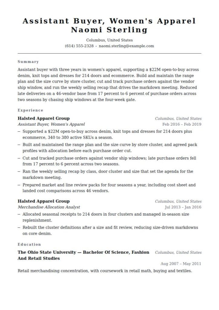 Fashion Buyer Resume Examples & Templates