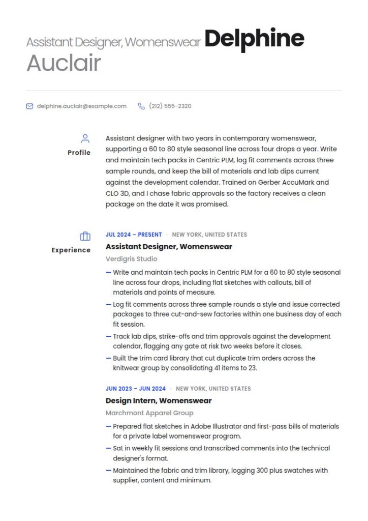 Fashion Designer Resume Examples & Templates
