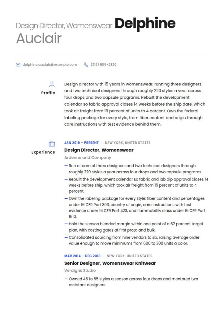 Fashion Designer Resume Examples & Templates