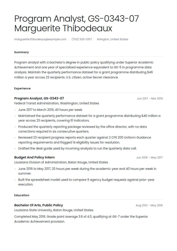 Federal Resume Examples & Templates
