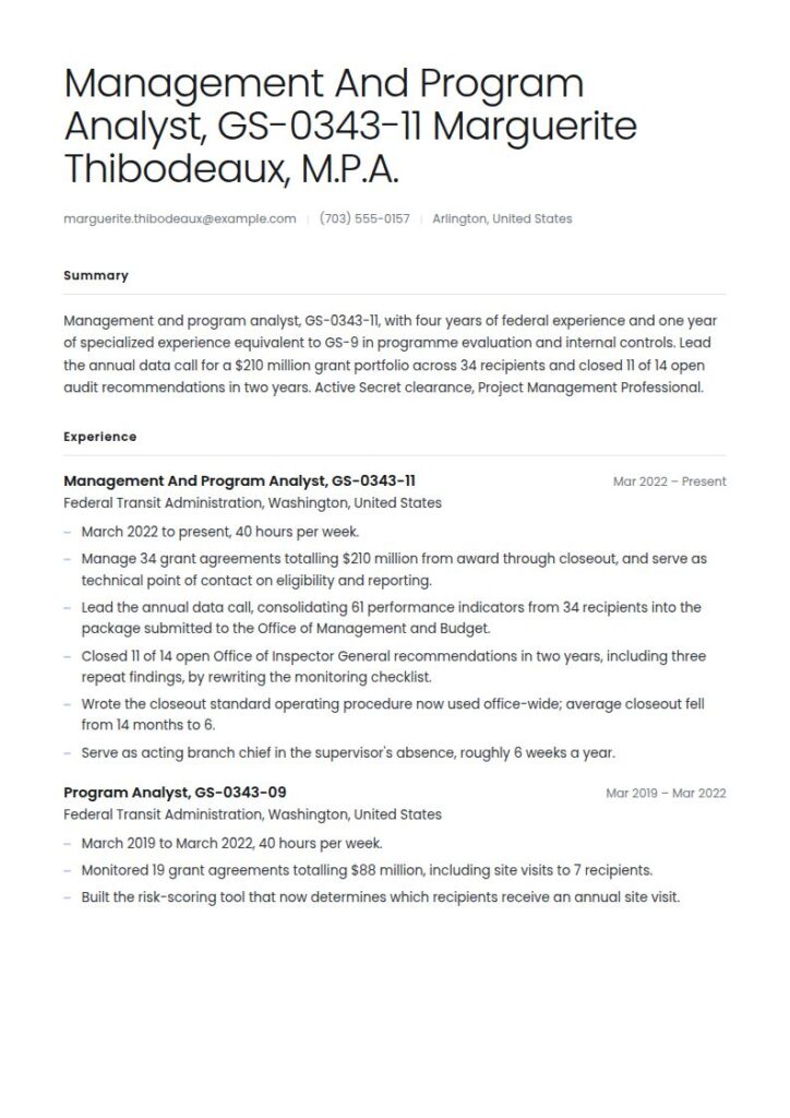 Federal Resume Examples & Templates