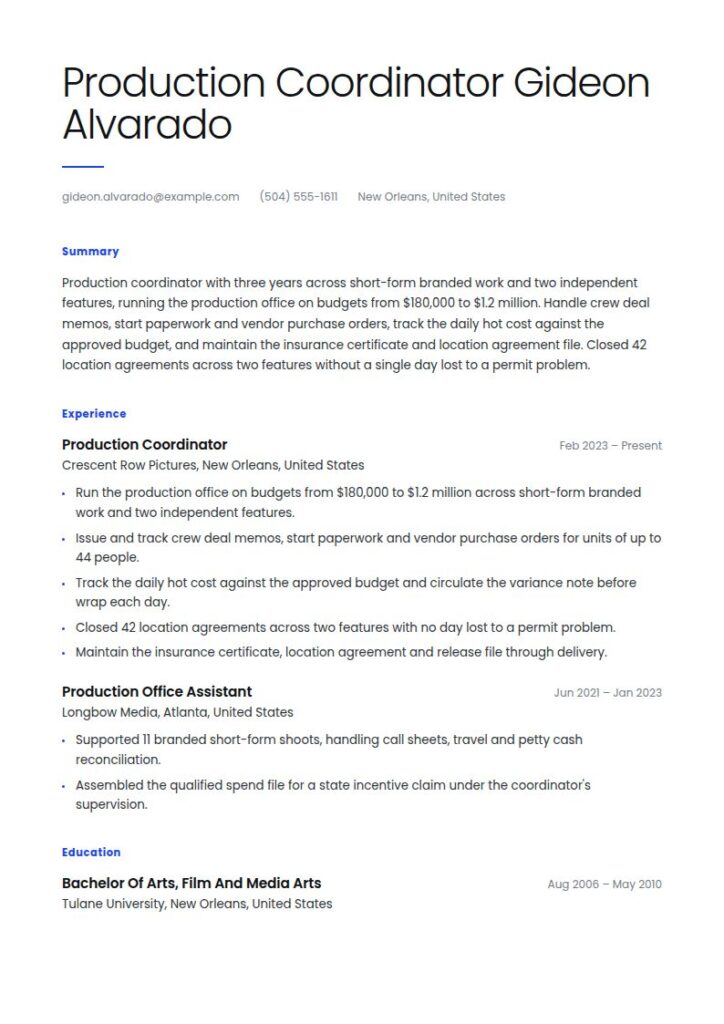 Film Producer Resume Examples & Templates