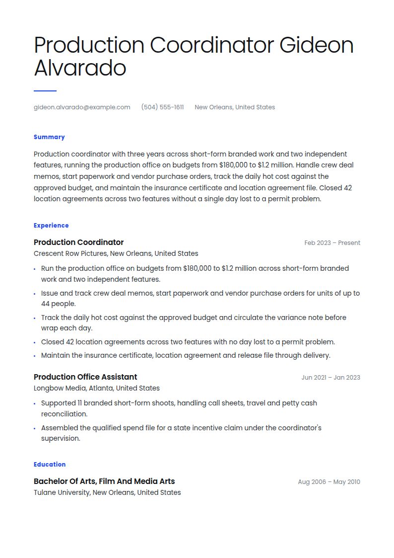 Film Producer Resume Examples & Templates