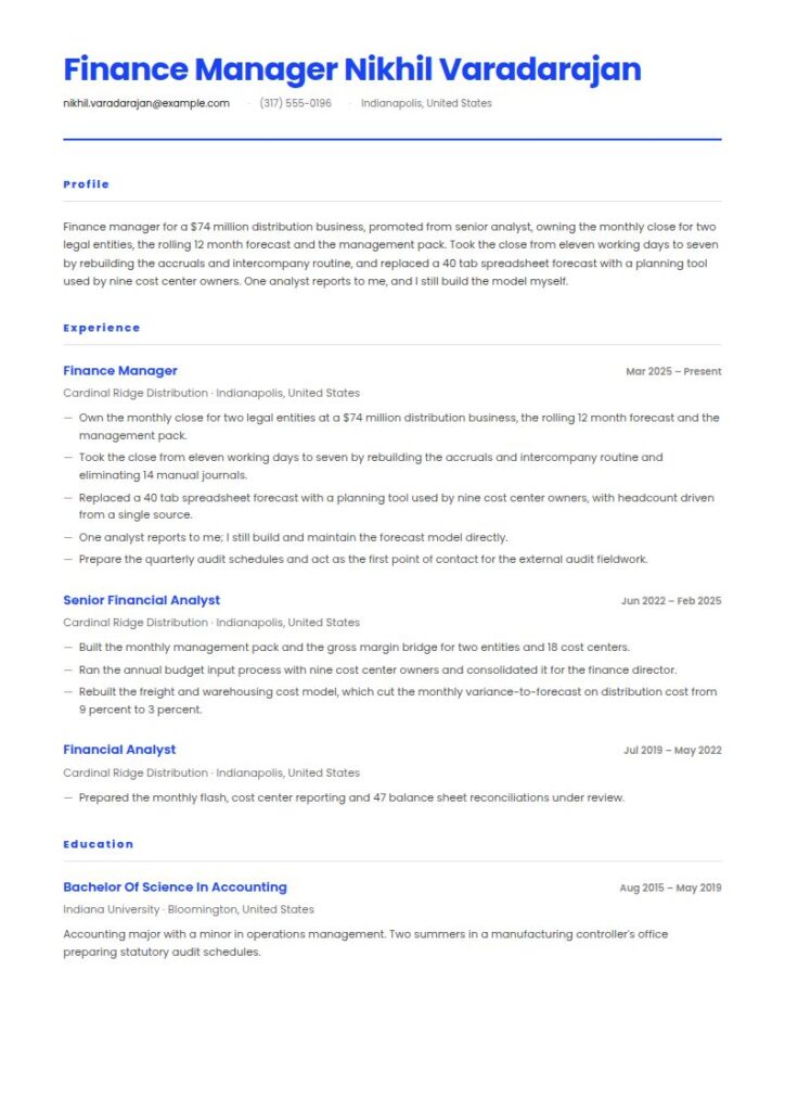 Finance Manager Resume Examples & Templates